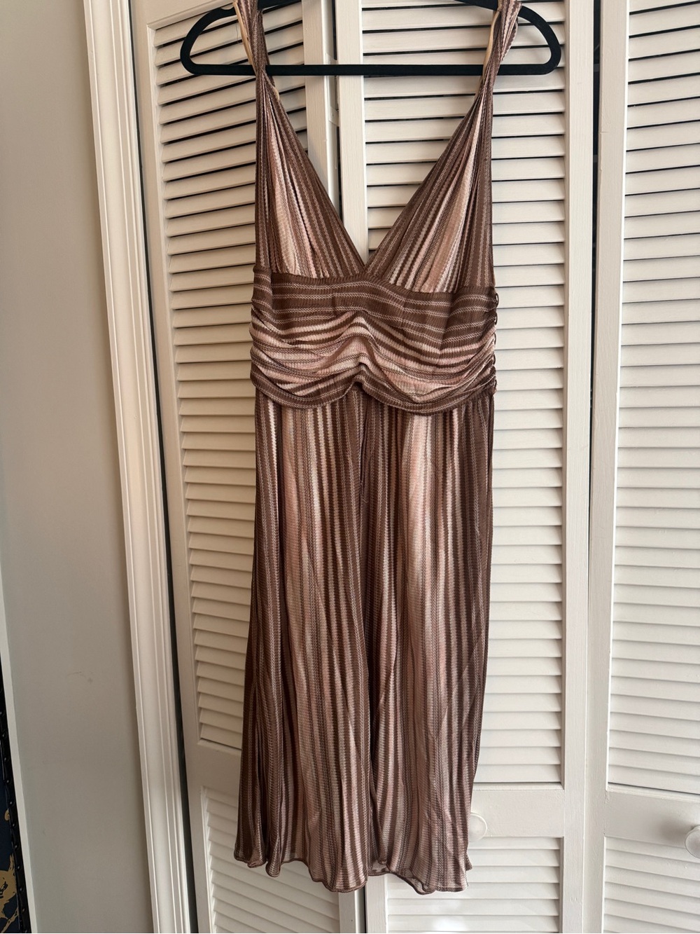 Missoni Brown Striped V-Neck Midi Dress